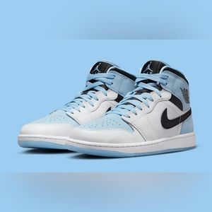 Nike Air Jordan 1 Mid SE UNC Ice Blue Black White DV1308-104 DV1337-104 (GS) Men